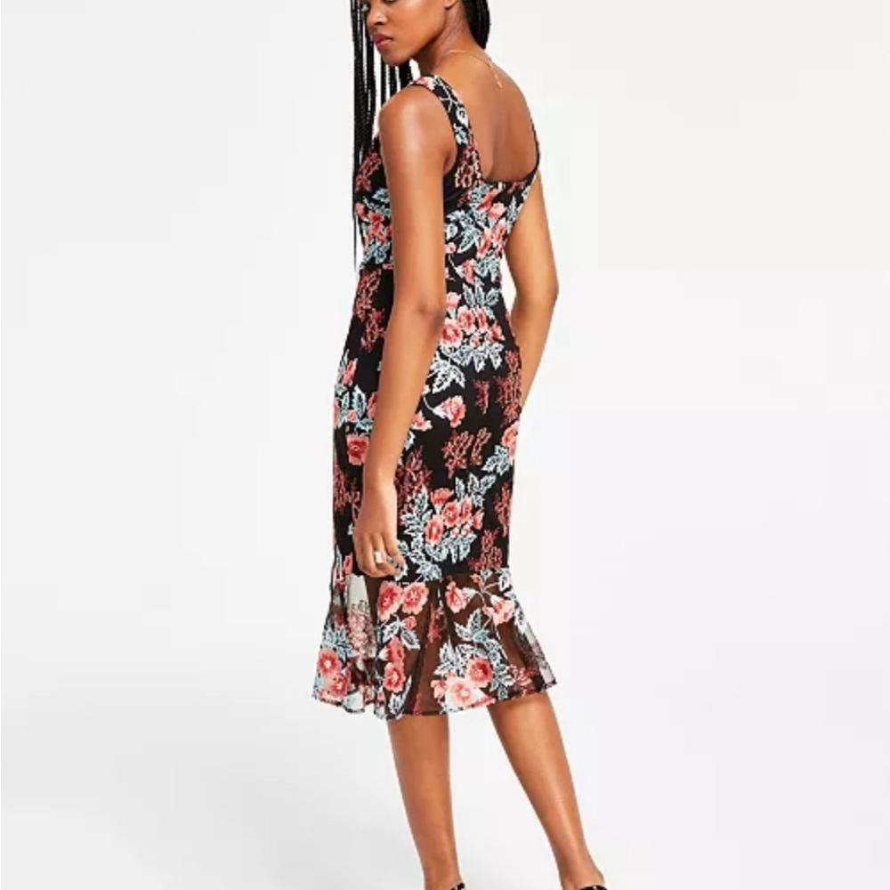 Guess Black and Red Floral Midi Dress - Picture 2 of 3